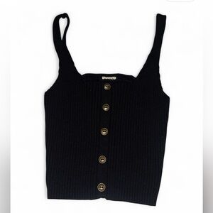 Uniq NWT Juniors Black Sweater Material Cropped Tank Top in size 1 Juniors